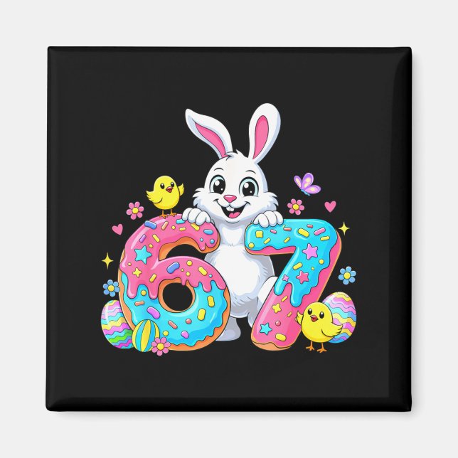 67 Roliga Six Seven Gen Meme Söt Kanin Bunny Öst Magnet (Framsidan)