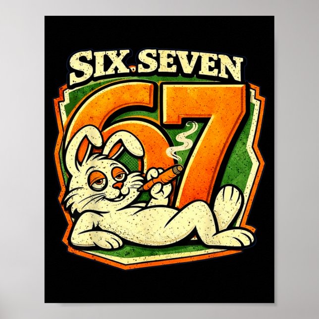 67 Roliga Six Seven Kanin Rökande Påsk Meme  Poster (Framsidan)