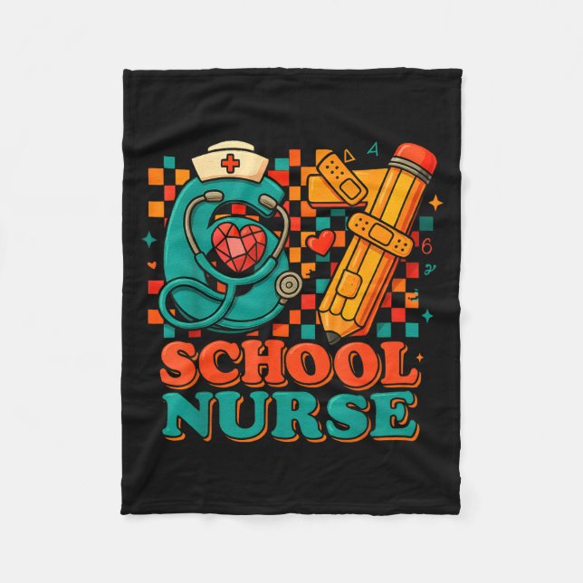 67 School Nurse Days Pencil Heart Funny Medical  Fleecefilt (Framsidan)