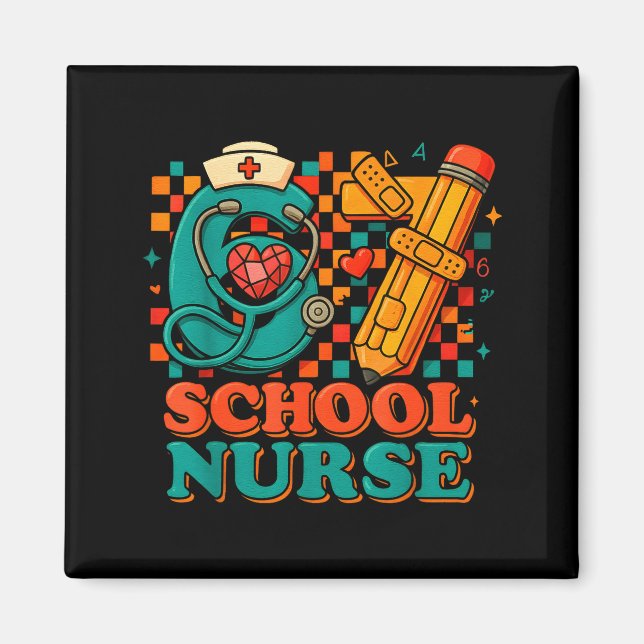 67 School Nurse Days Pencil Heart Funny Medical  Magnet (Framsidan)