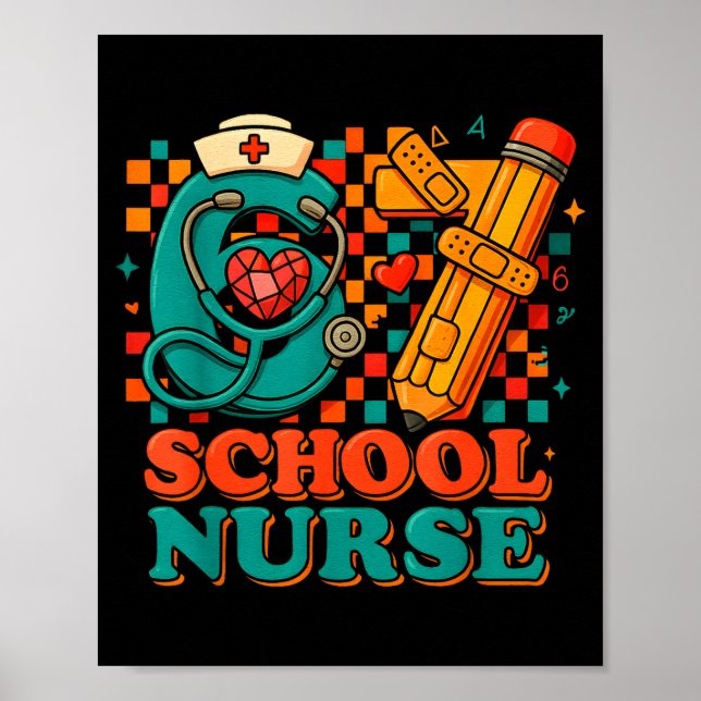 67 School Nurse Days Pencil Heart Funny Medical  Poster (Framsidan)