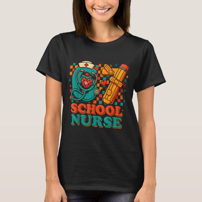 67 School Nurse Days Pencil Heart Funny Medical  T Shirt (Framsida)