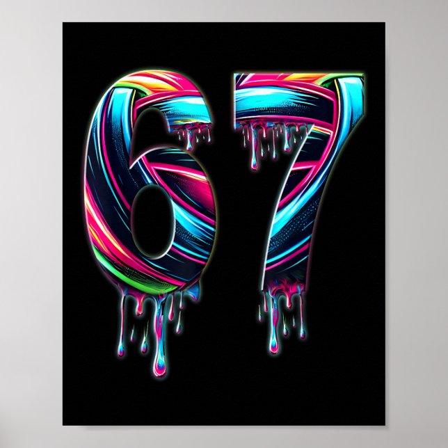 67 Sex Sju 6 7 Meme Design Rolig 6 7  Poster (Framsidan)