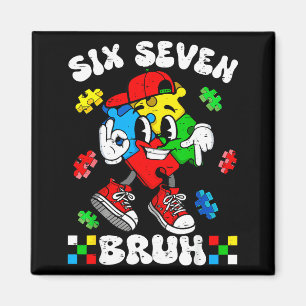 67 sex sju bruh autism medvetenhet autistisk pusse magnet