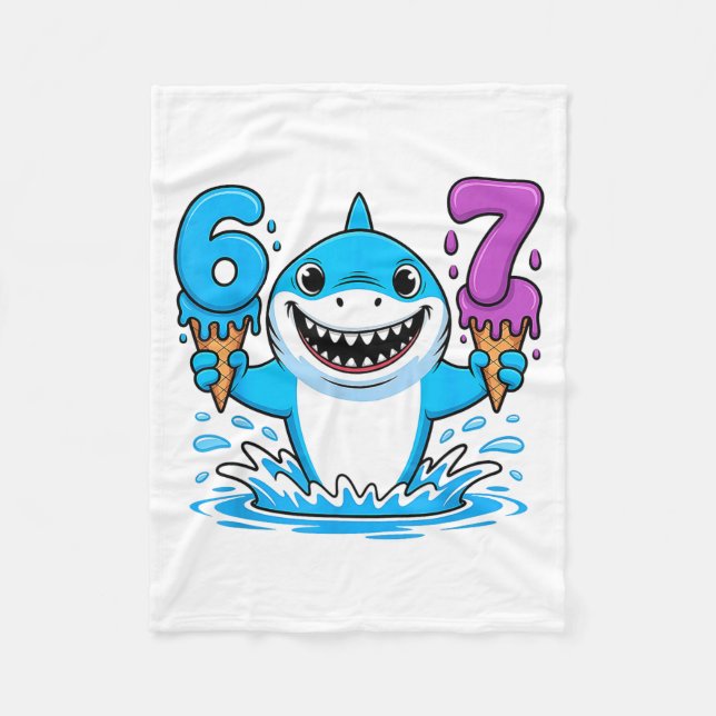67 Shark Six Seven Ice Cream Drip Funny Gen Alpha  Fleecefilt (Framsidan)