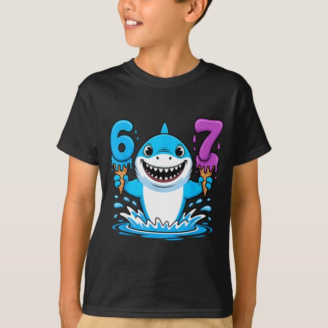 67 Shark Six Seven Ice Cream Drip Funny Gen Alpha  T Shirt (Framsida)