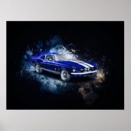 67 Shelby Blue med White Rand Poster