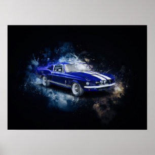 67 Shelby Blue med White Rand Poster