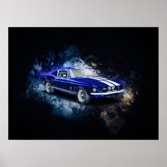 67 Shelby Blue med White Rand Poster (Framsidan)