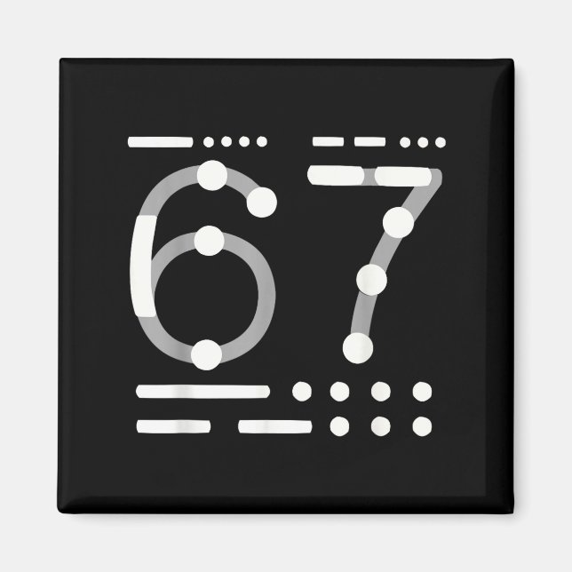 67 Shirt, Morse Code 67 Kid Meme Six Seven Graphic Magnet (Framsidan)