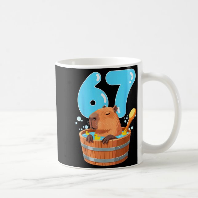 67 Six Seven 6-7 Capybara Funny Teen Kids Capybara Kaffemugg (Höger)