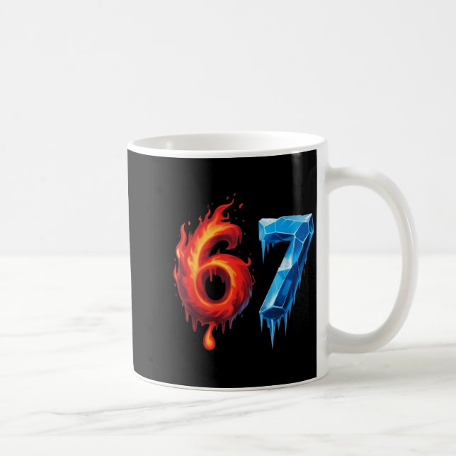 67 Six Seven 6-7 Flaming Ice - Funny Teen Kids Bra Kaffemugg (Höger)