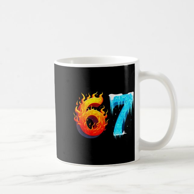 67 Six Seven 6-7 Flaming Ice – Funny Teen Kids Bra Kaffemugg (Höger)