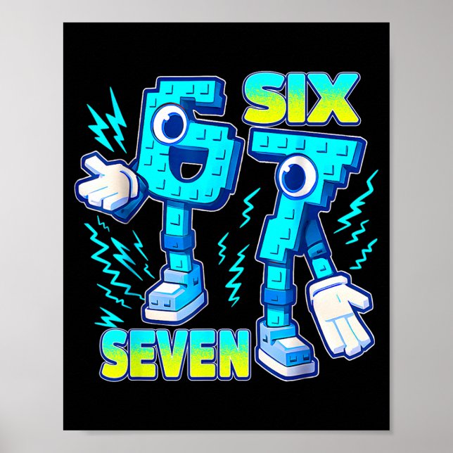 67 Six Seven 6-7 Funny Italian Brainrot Kids Gamin Poster (Framsidan)