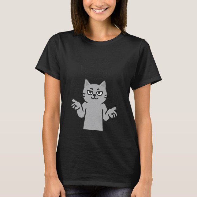67 Six Seven 6-7 Grå Katt - Roliga Barn Spelande H T Shirt (Framsida)