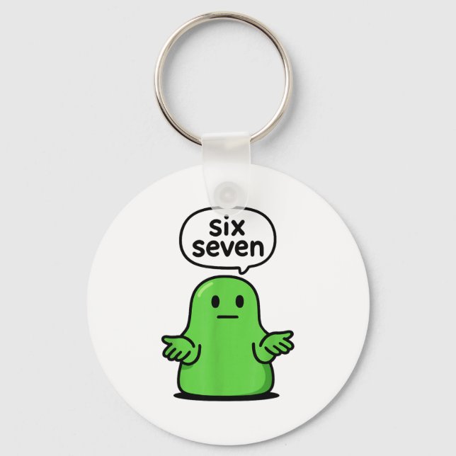 67 Six Seven 6-7 Green Blob Slime - Funny Kids Bra Nyckelring (Framsida)