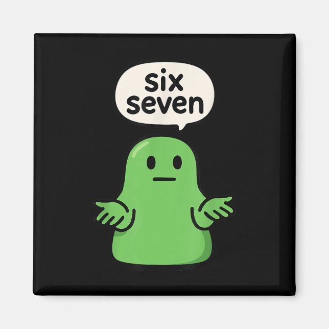 67 Six Seven 6-7 Grön Blob Slim - Roligt Barntröja Magnet (Framsidan)