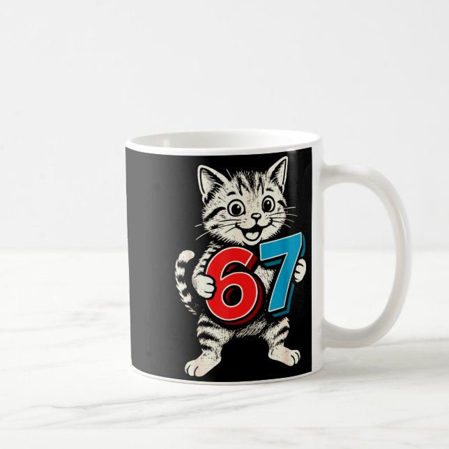67 Six Seven 6 7 Katt Rolig  Kaffemugg (Höger)