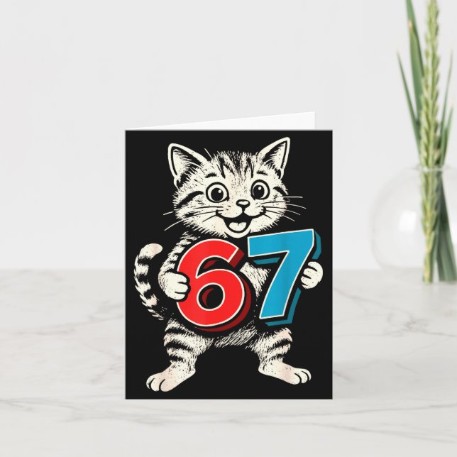 67 Six Seven 6 7 Katt Rolig  Kort (Framsida)