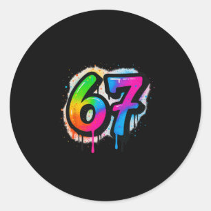67 Six Seven 6 7 Meme Design Rolig 6 7 3 Runt Klistermärke