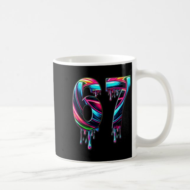 67 Six Seven 6 7 Meme Design Rolig 6 7  Kaffemugg (Höger)