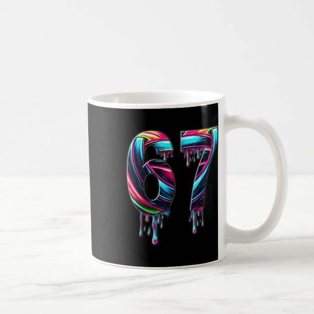 67 Six Seven 6 7 Meme Design Rolig 6 7  Kaffemugg (Höger)