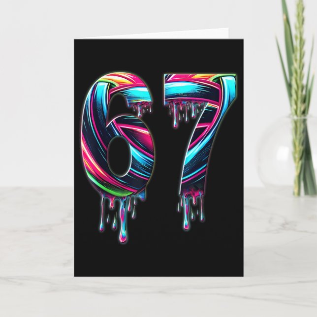 67 Six Seven 6 7 Meme Design Rolig 6 7  Kort (Framsida)