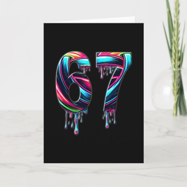 67 Six Seven 6 7 Meme Design Rolig 6 7  Kort (Framsida)