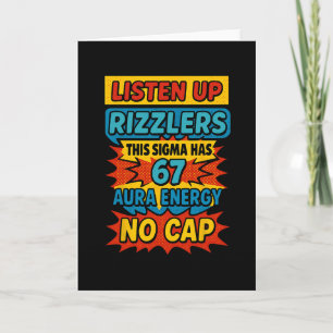 67 Six Seven 6 7 Meme Design Rolig 6 7 Sigma Rizzl Kort