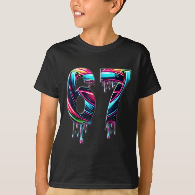 67 Six Seven 6 7 Meme Design Rolig 6 7  T Shirt (Framsida)
