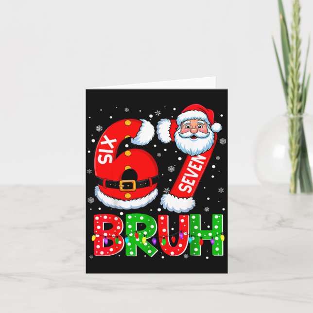 67 Six Seven 6 7 Meme Funny Santa Christmas Shirt  Kort (Framsida)