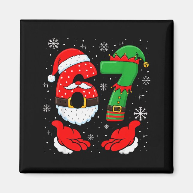 67 Six Seven 6 7 Meme Xmas Kostym Par Christma Magnet (Framsidan)