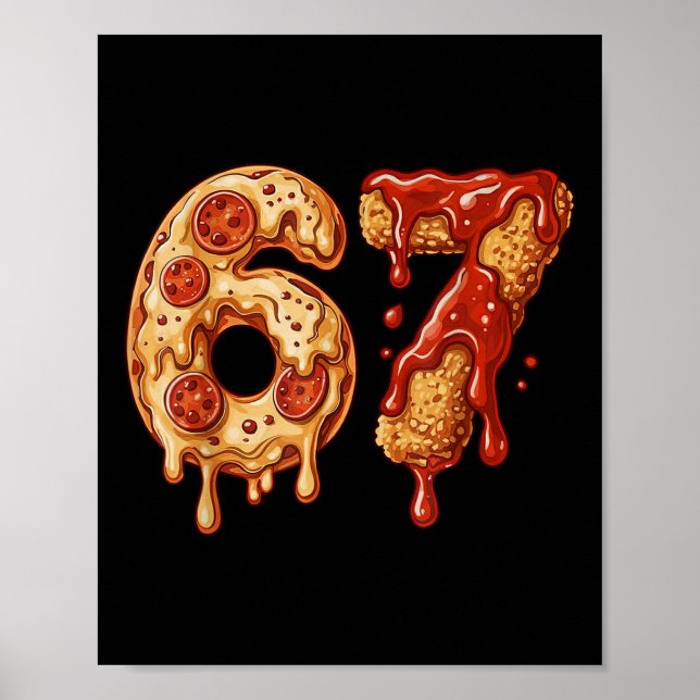 67 Six Seven 6-7 Pizza & Chicken Nugget - Barn Bad Poster (Framsidan)