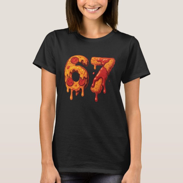 67 Six Seven 6-7 Pizza & Chicken Nugget - Barn Brå T Shirt (Framsida)