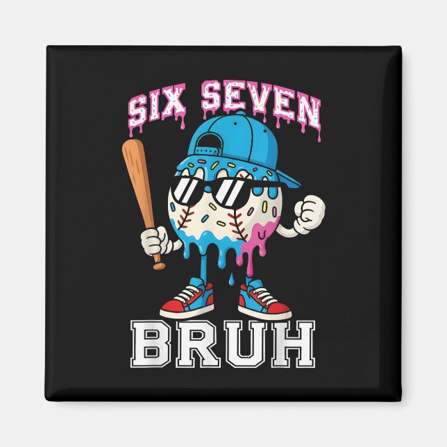 67 Six Seven Baseball Glassis Dropp Nummer 67 Pla Magnet (Framsidan)