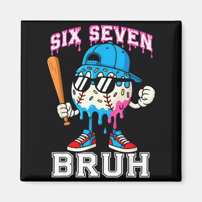 67 Six Seven Baseball Ice Cream Drip Number 67 Pla Magnet (Framsidan)