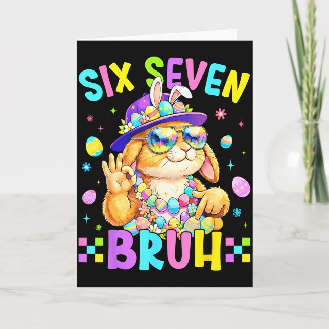 67 Six Seven Bruh Bunny För Barn Flickor Pojke Kvi Kort (Framsida)