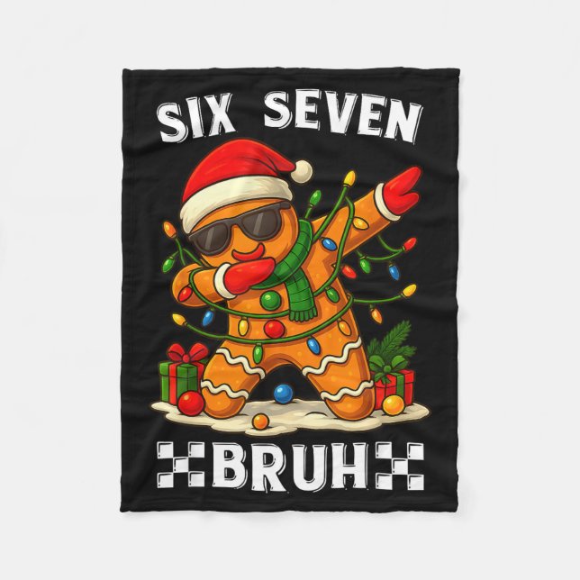 67 Six Seven Bruh Funny Christmas Dabbing Gingerbr Fleecefilt (Framsidan)