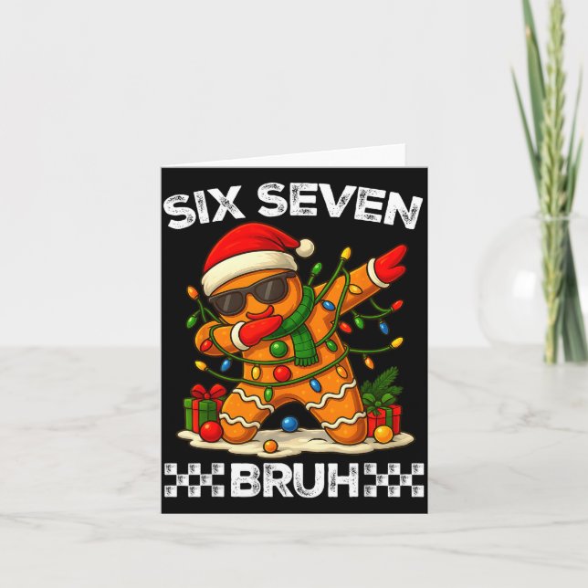 67 Six Seven Bruh Funny Christmas Dabbing Gingerbr Kort (Framsida)