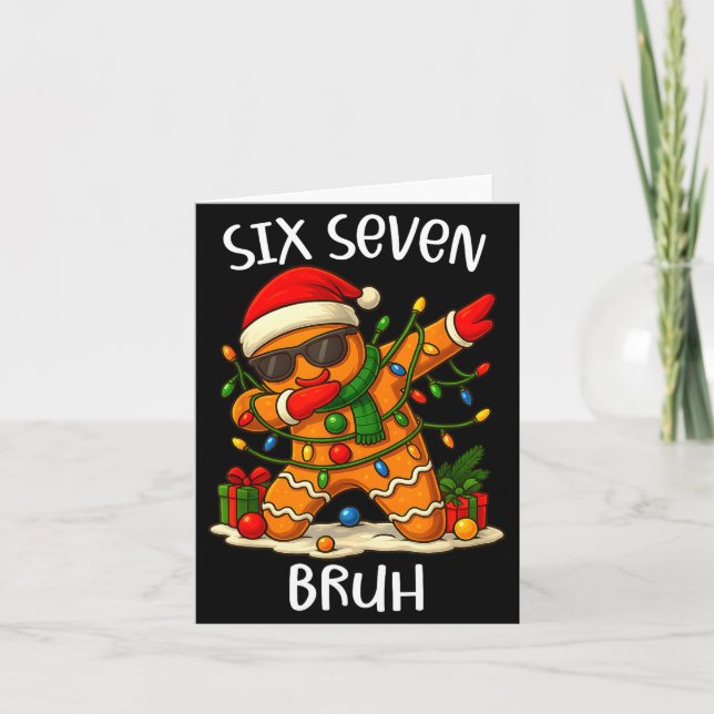 67 Six Seven Bruh Funny Christmas Dabbing Gingerbr Kort (Framsida)