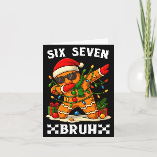 67 Six Seven Bruh Funny Christmas Dabbing Gingerbr Kort (Framsida)