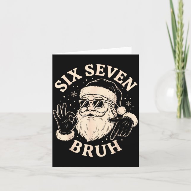 67 Six Seven Bruh Funny Christmas Santa 6 7 Meme  Kort (Framsida)
