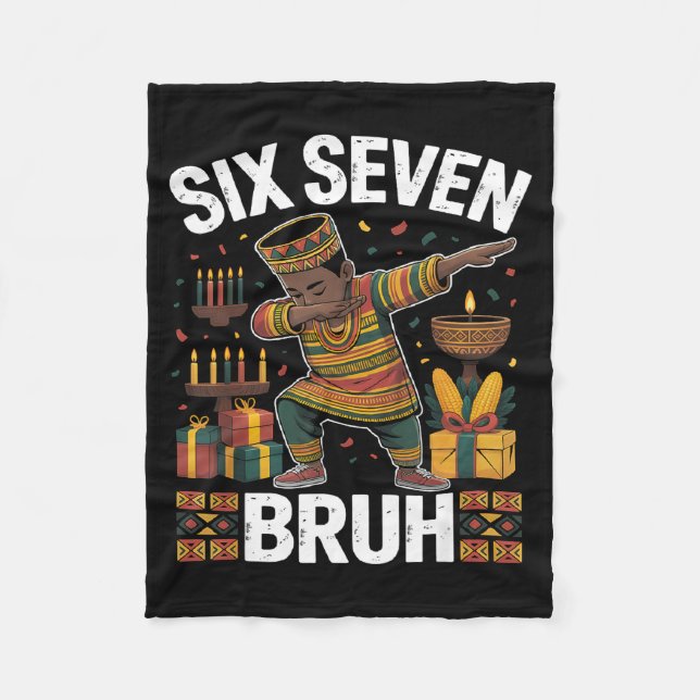 67 Six Seven Bruh Kwanzaa Dabbing 6 7 Meme Rolig C Fleecefilt (Framsidan)