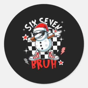 67 Six Seven Bruh Rolig Snöman Jul 6 7 Meme Runt Klistermärke