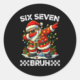 67 Six Seven Bruh Roligt jul dabbing tomte 6 Runt Klistermärke