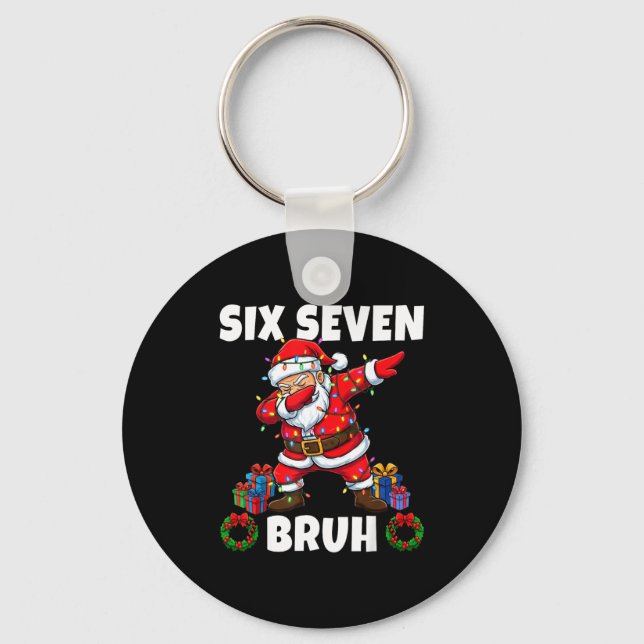 67 Six Seven Bruh Santa Dabbing Christmas Funny 6  Nyckelring (Framsida)