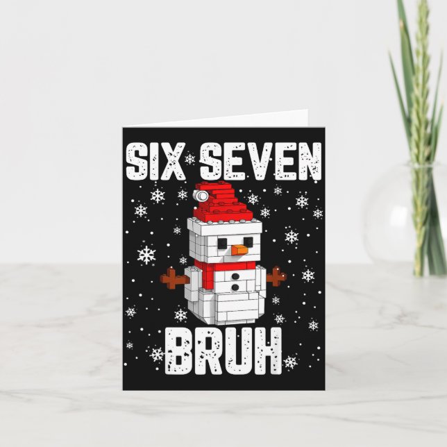 67 Six Seven Bruh Snömannen Bygga Block Jul Kort (Framsida)