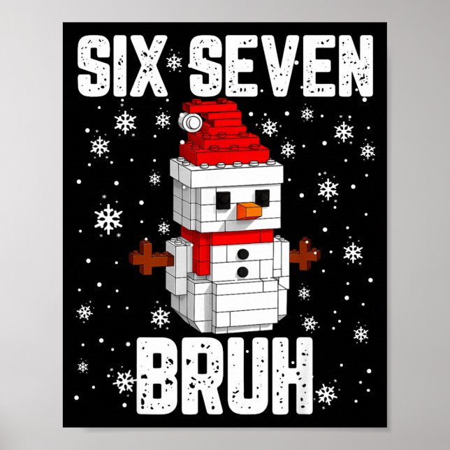 67 Six Seven Bruh Snömannen Bygga Block Jul Poster (Framsidan)