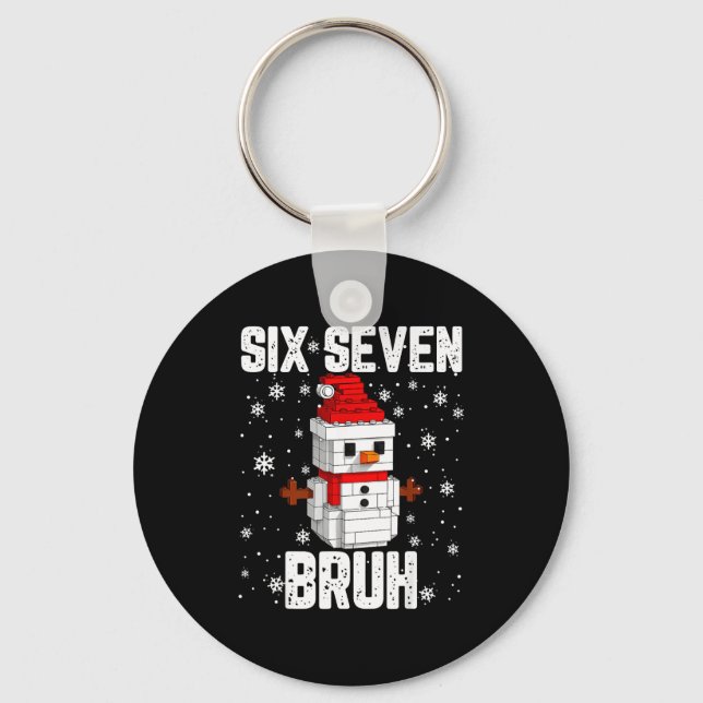 67 Six Seven Bruh Snowman Building Blocks Christma Nyckelring (Framsida)