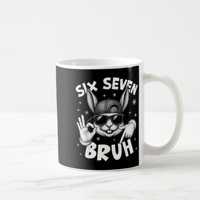 67 Six Seven Bruh Söt Kanin Ansikte Med Sungles Ea Kaffemugg (Höger)